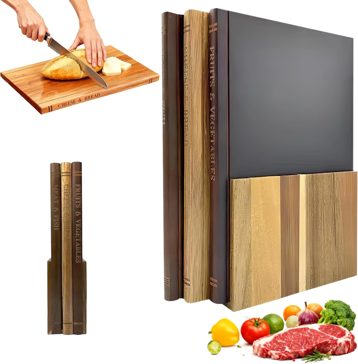 MACTANO book-shaped wooden cutting board