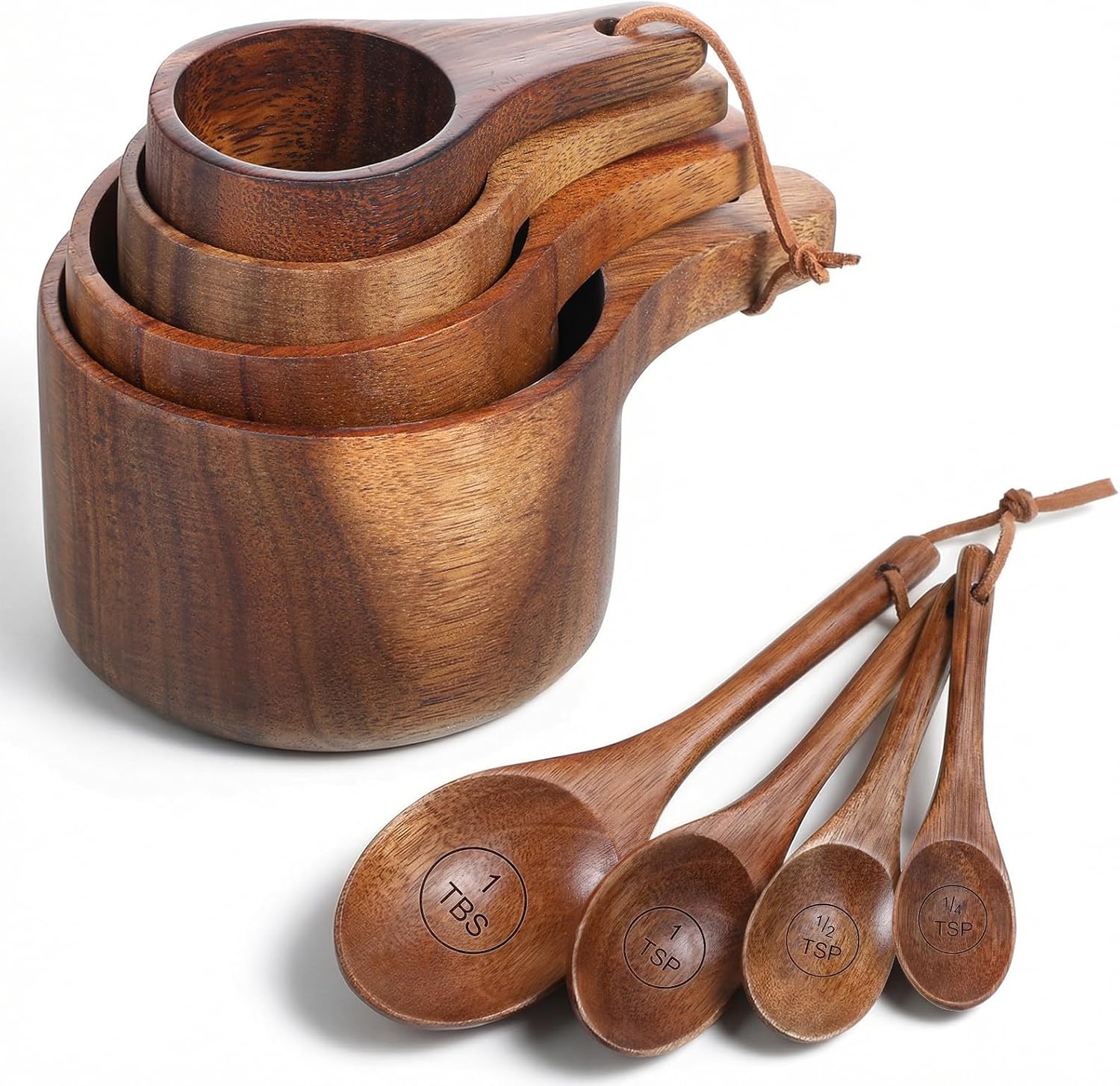 Acacia wood measuring cups and spoons